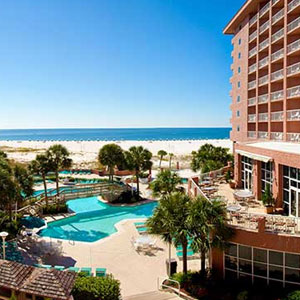 Perdido Beach Resort with view of pool and beach