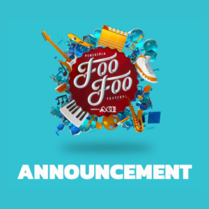 Foof Foo Festival logo in a blue box and below it is the word Announcement